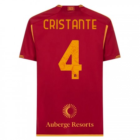 Koszulka AS Roma Cristante 4 Domowe 2023-24 Koszulki Piłkarskie Krótki Rękaw